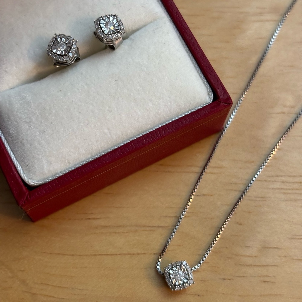 People’s Jewellers Silver and Diamond Jewelry Set